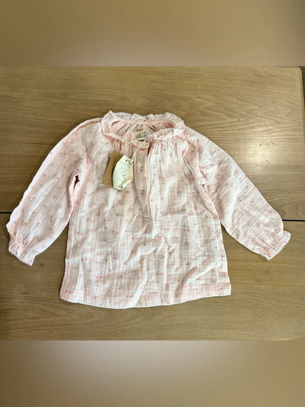 NWT Albetta Matching Floral Pant Set Size 12-18 Months Organic Cotton Gauzy